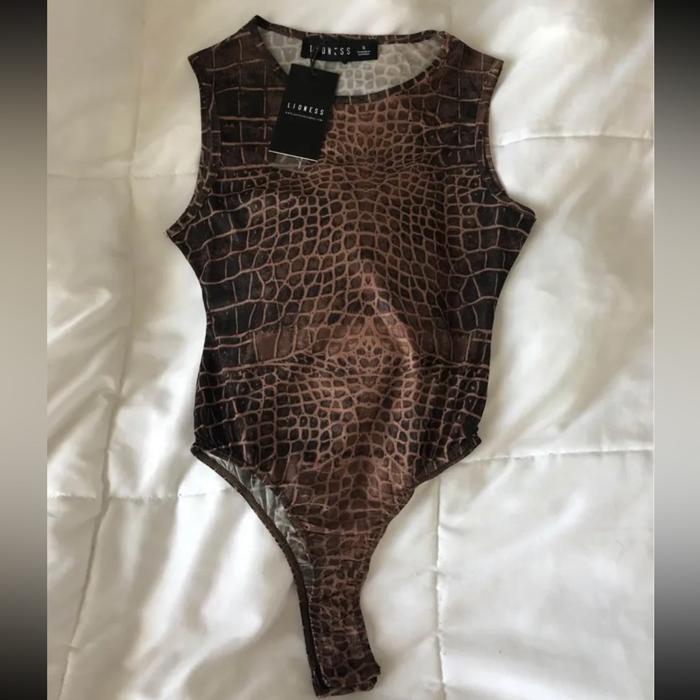 Lioness Mesh Snakeskin Pattern Bodysuit